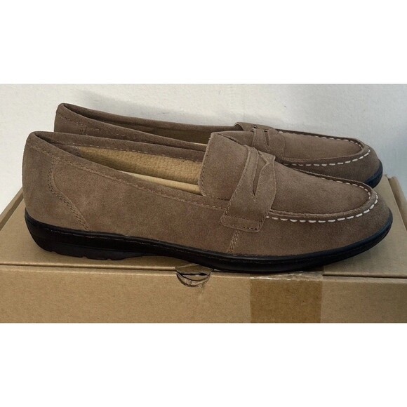 New Lands' End Lakewood Penny Loafer Women's Moc Light Bark 8.5 Preppy With Box - Picture 1 of 5